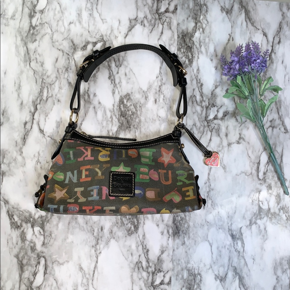 Dooney & Bourke black multicolor rainbow zip purse